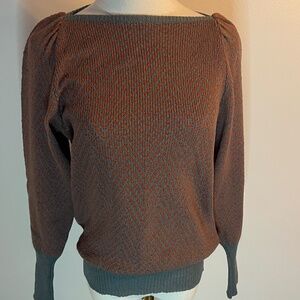 Vintage 70s Irka   Silk Sweater in Chevron Pattern Size Small